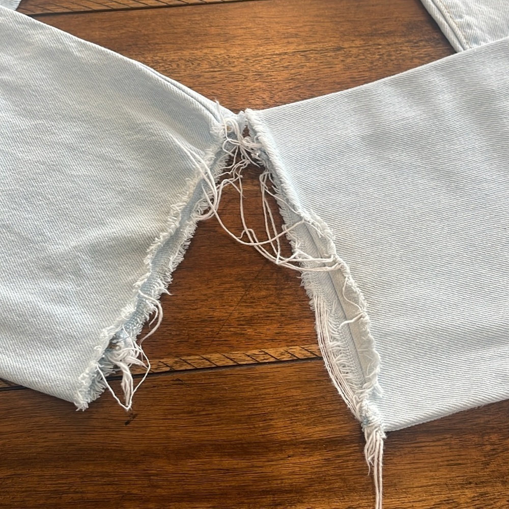 Levis Jeans Wedgie Straight No Waistband light wash raw hem button fly sz 29 - Picture 15 of 17